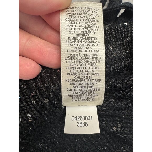 DKNY Jeans Women’s L Purple V-Neck Sequin Knit Sweater 3/4 Sleeves Light Comfort - Picture 9 of 9